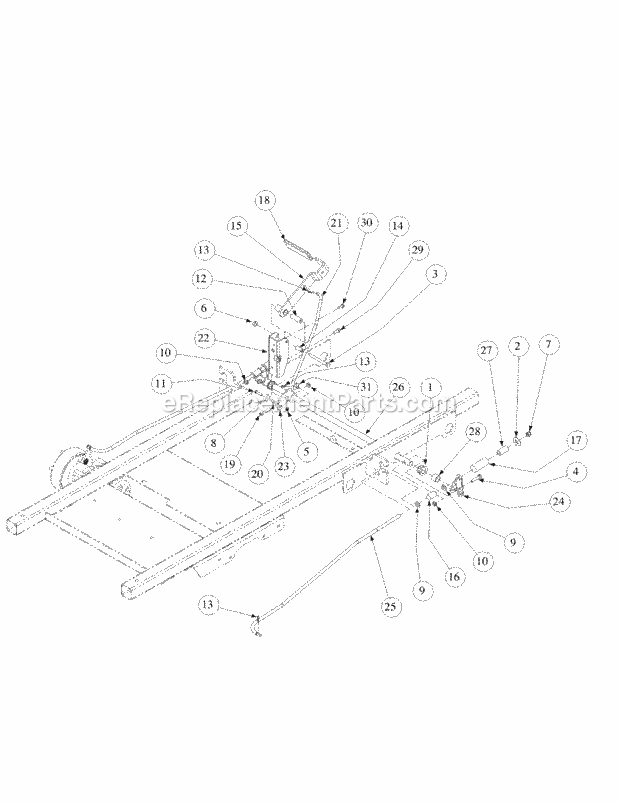 Brake Assembly Diagram and Parts List for M60-KH 53BB5BDX750-27HP-OHV Cub Cadet Lawn Tractor